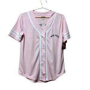 Cult Favorite Baseball Jersey Small Pink New York Brooklyn 1997 Button Up NWT